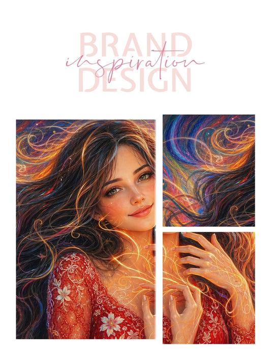 Framed canvas- vibrant colours abstract portrait beautiful brunette girl original artwork, dark hair beautiful woman, artistic colourful drawing unique print wall art