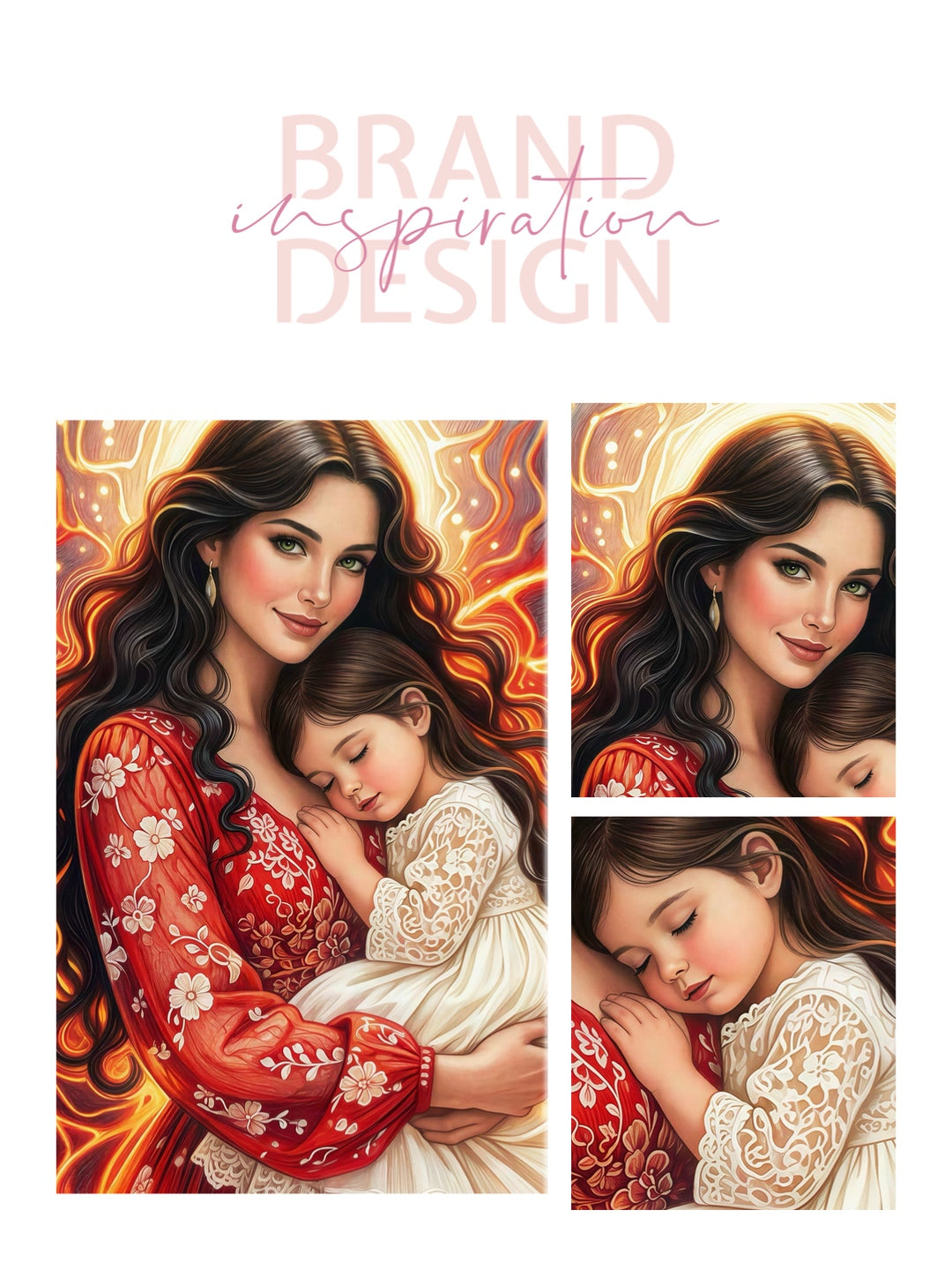 Toile Encadrée - Portrait abstrait mère-fille aux couleurs éclatantes, impression d'art originale, mère et bébé fille, cadeau pour la fête des mères