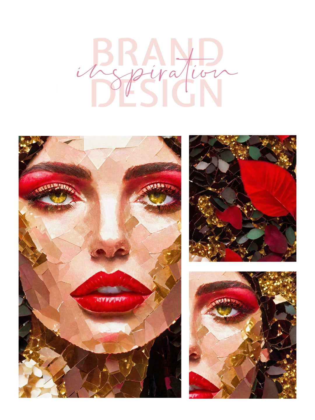 Framed Canvas- Vibrant Colours Beautiful Brunette Woman’s Abstract Portrait Mosaic Original Artwork Fantasy Wall Art Print