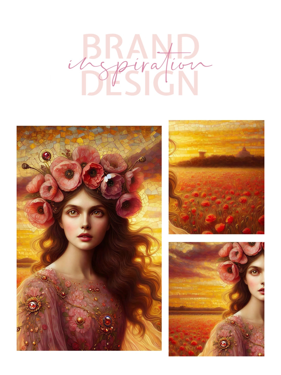 Framed canvas- Original Artwork Vibrant Poppies watercolour floral painting beautiful brunette woman ready to hang wall art print, abstract portrait