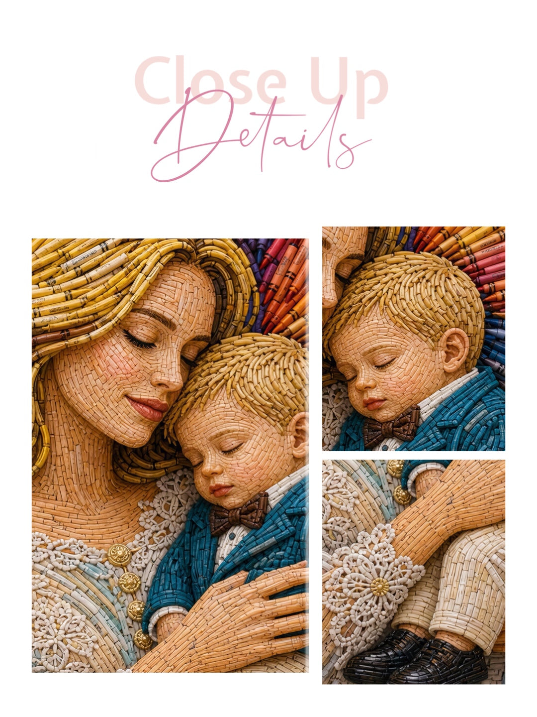 Framed canvas- ready to hang wall art. Mother and son abstract crayons fantasy portrait blonde baby boy mother and baby a mothers love motherhood glow vibrant colours beautiful blonde woman unique gift original artwork