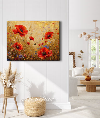 Framed Canvas -Ready to Hang Vibrant Poppies Colourful Living Room Wall Art Floral