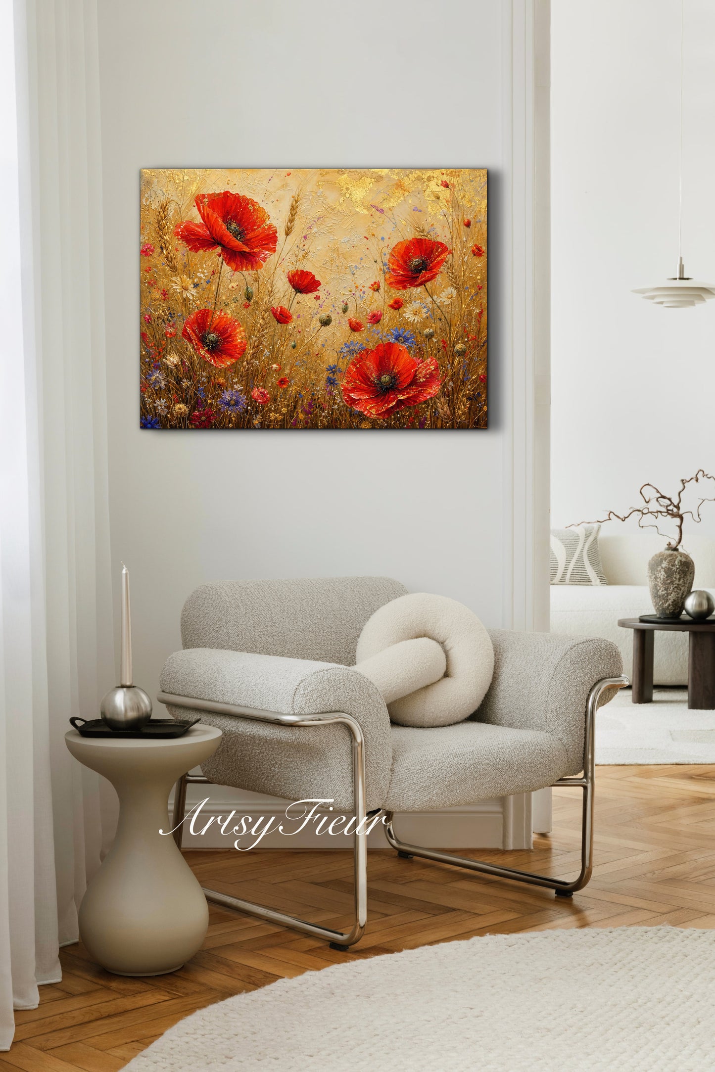 Framed Canvas -Ready to Hang Vibrant Poppies Colourful Living Room Wall Art Floral