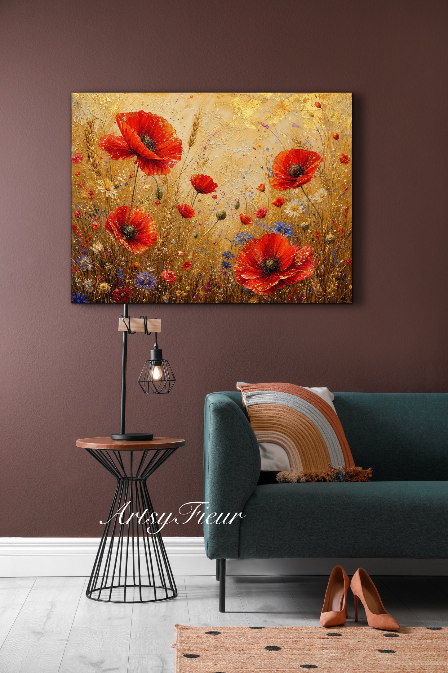 Framed Canvas -Ready to Hang Vibrant Poppies Colourful Living Room Wall Art Floral