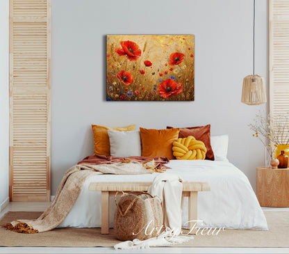 Framed Canvas -Ready to Hang Vibrant Poppies Colourful Living Room Wall Art Floral