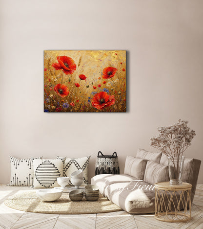 Framed Canvas -Ready to Hang Vibrant Poppies Colourful Living Room Wall Art Floral